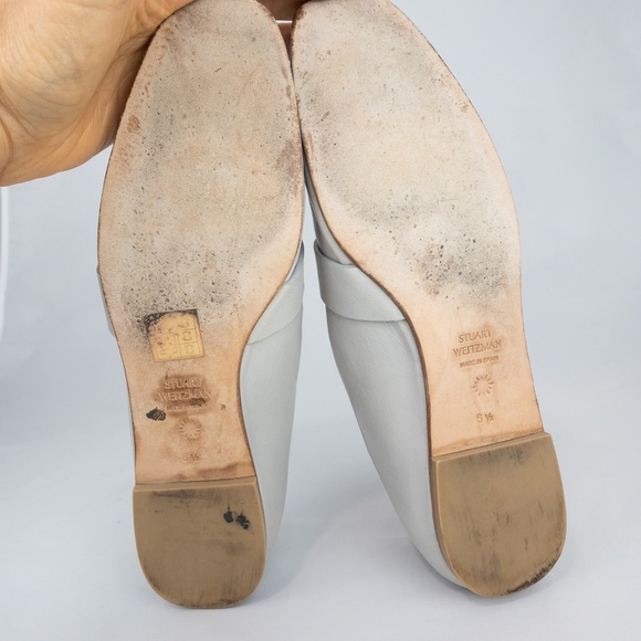 STUART WEITZMAN Shoes Size 6.5 B WYLIE Star Flats Cream Leather Loafers - Picture 7 of 9